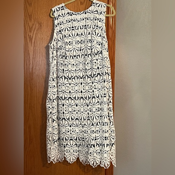 Adrianna Papell Crochet overlay striped dress! - Picture 2 of 4